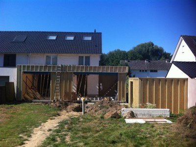 Aanbouw bijgebouw in houtskeletbouw in Dilbeek